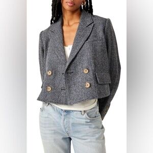 FREE PEOPLE Heritage Double Breasted Crop Blazer NWT